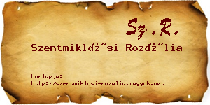 Szentmiklósi Rozália névjegykártya